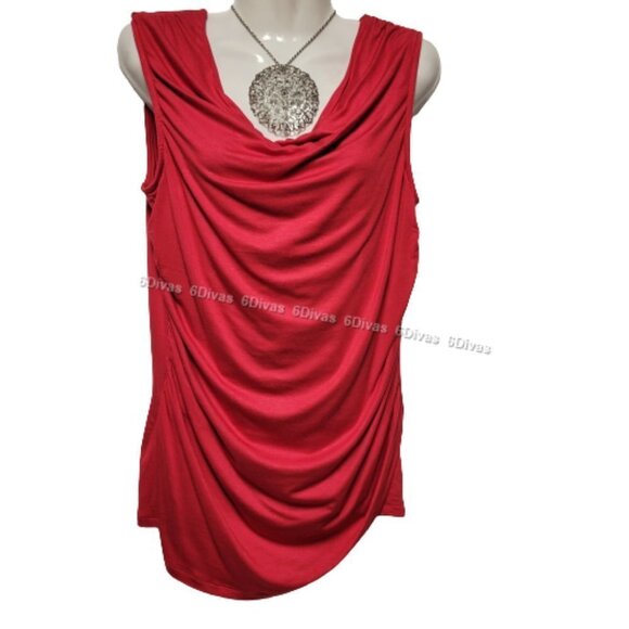 Womens Sleeveless Red Top Blouse, Cotton Comfy Blouse Top - Sizes M,  XL,  XXL - Picture 4 of 9